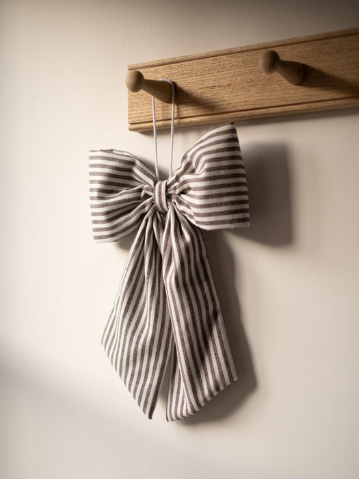 Brown & White Striped Hanging Bow
