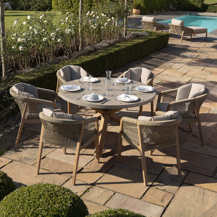 Martinique Rope Weave 6 Seat Round Dining Set