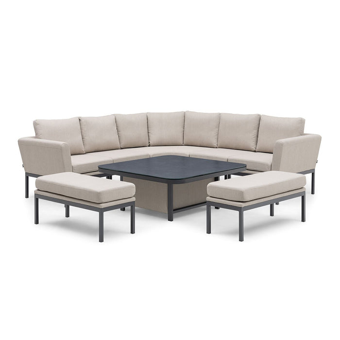 Outdoor Fabric Pulse Deluxe Square Corner Dining Set with Rising Table