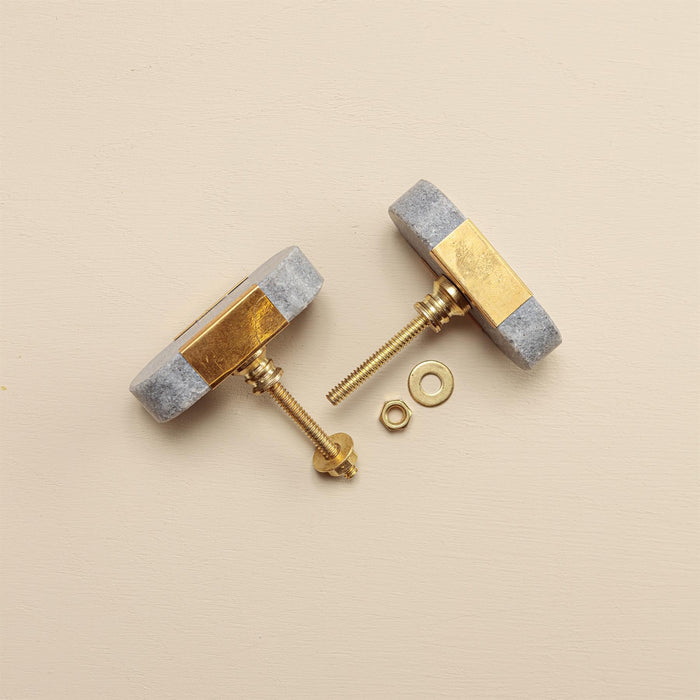Ruhi Blue Stone Brass Drawer Knobs