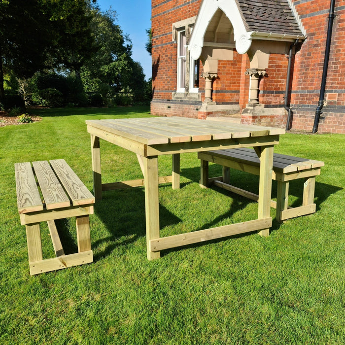 Butchers Wooden Bench Set  Scandinavian Redwood Garden Seating (Seats 6)