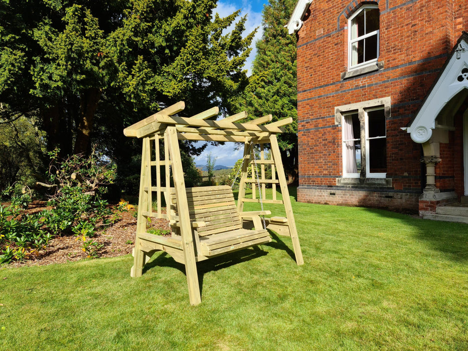 Scandinavian Redwood 2-Seater Hammock with Classic Roof Design