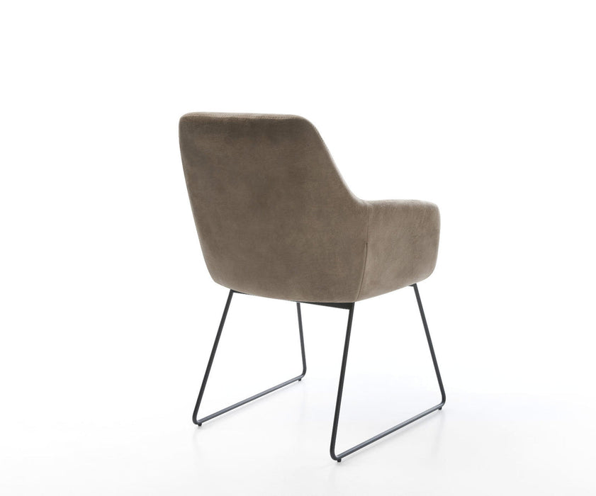 Dining Chair Pejo Microfiber Taupe Vintage Sled Base Black Pocket Springs
