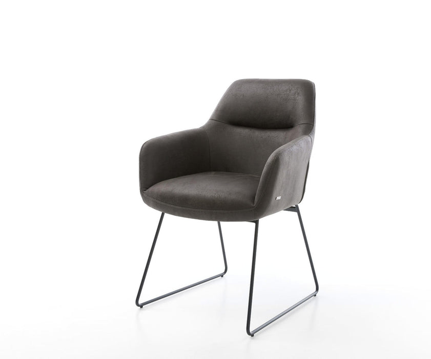 Dining Chair Pejo Microfiber Anthracite Vintage Sled Base Black Pocket Springs