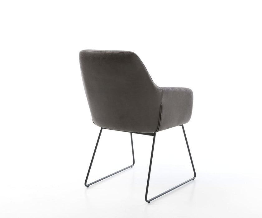 Dining Chair Pejo Microfiber Anthracite Vintage Sled Base Black Pocket Springs