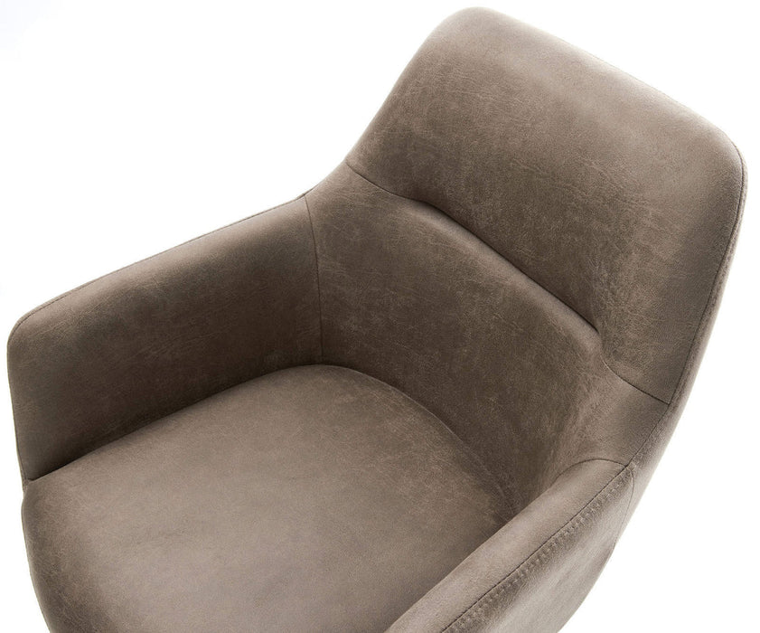 Dining Chair Pejo Microfiber Taupe Vintage Cross Angular Base Silver 180° Swivel Pocket Springs