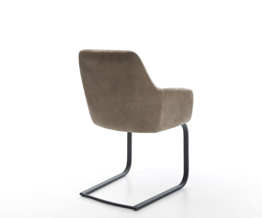 Dining Chair Pejo Microfiber Taupe Vintage Cantilever Flat Base Black Pocket Springs