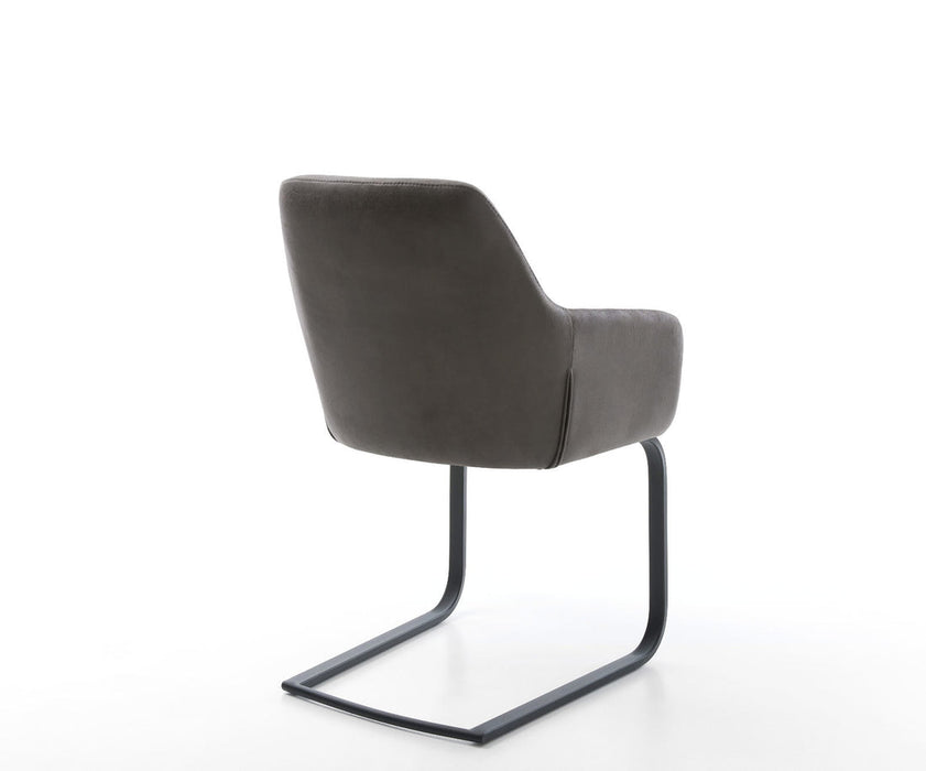 Dining Chair Pejo Microfiber Anthracite Vintage Cantilever Flat Base Black Pocket Springs