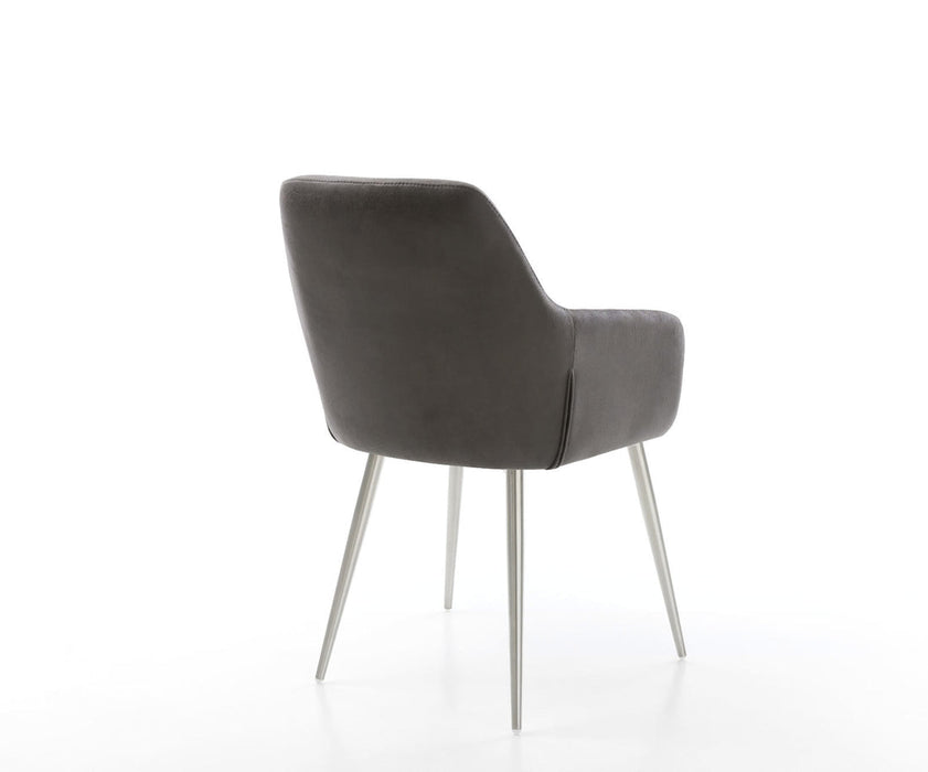 Dining Chair Pejo Microfiber Anthracite Vintage 4 Legs Base Silver Pocket Springs