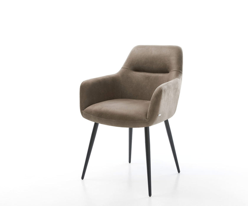 Dining Chair Pejo Microfiber Taupe Vintage 4 Legs Base Black Pocket Springs