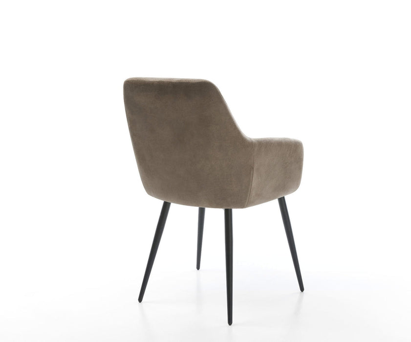 Dining Chair Pejo Microfiber Taupe Vintage 4 Legs Base Black Pocket Springs