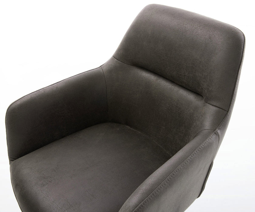 Dining Chair Pejo Microfiber Anthracite Vintage 4 Legs Base Black Pocket Springs