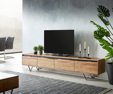 TV Stand Stonegrace Live-Edge 220x35cm 4 Doors Acacia Wood Natural