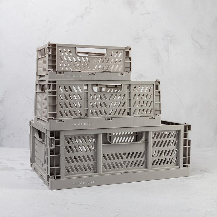 Grey Tiny Folding Storage Crate