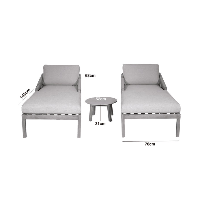 Martinique Rope Weave Double Sunlounger Set with Round Coffee Table