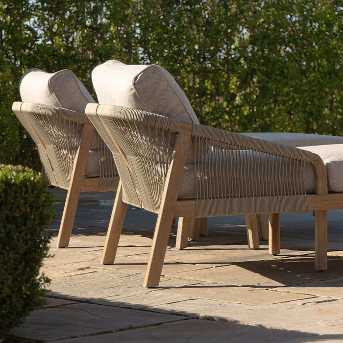 Martinique Rope Weave Double Sunlounger Set with Round Coffee Table