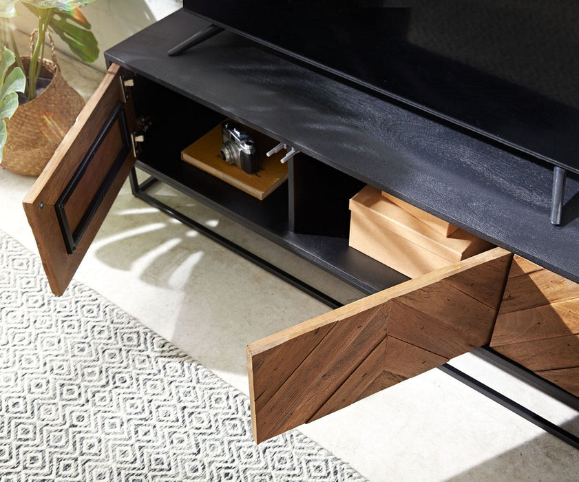 TV Stand Famke 145cm Mango Wood 3 Doors