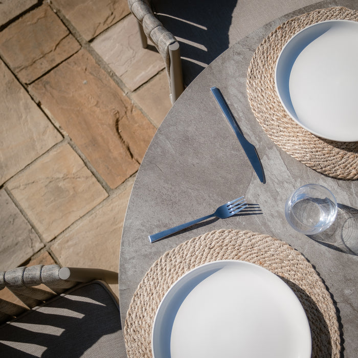 Milan Rope Weave 4 Seat Round Dining Set