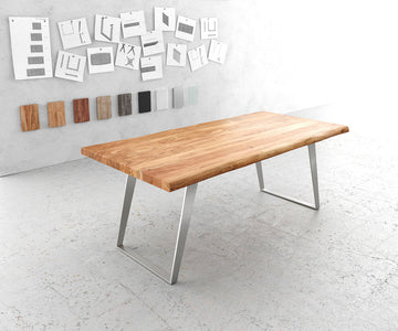 Dining Table Olympus Live Edge 200cm Acacia Wood Natural Slanted Frame Steel 55mm Top