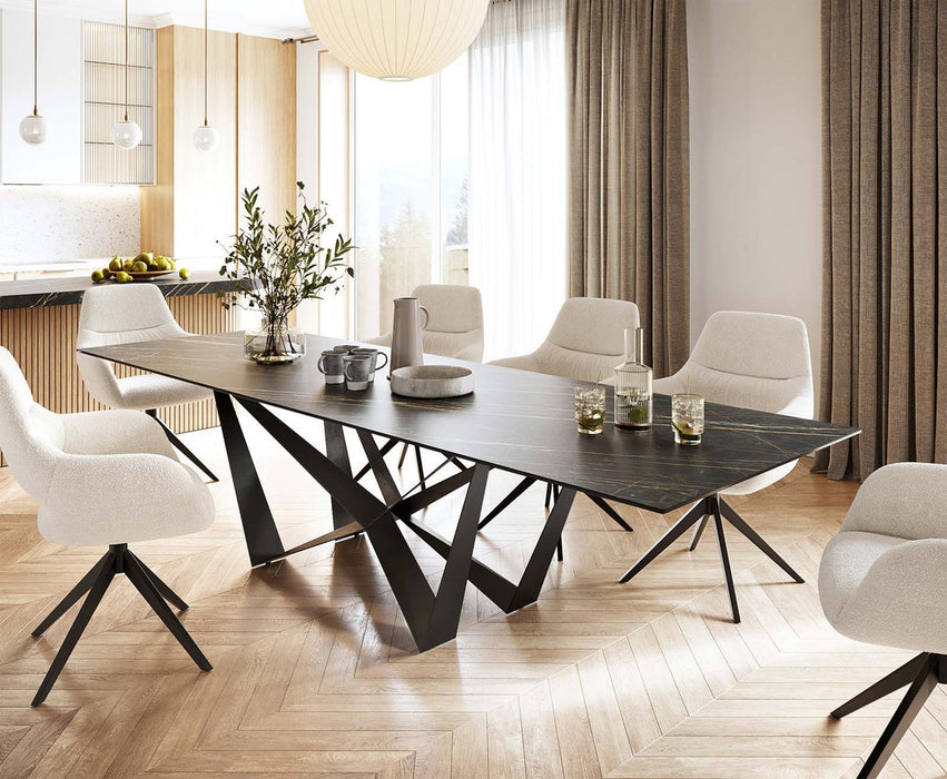 Dining Table Aurora 300cm Ceramic Noir Desir Brown Spider Frame Black