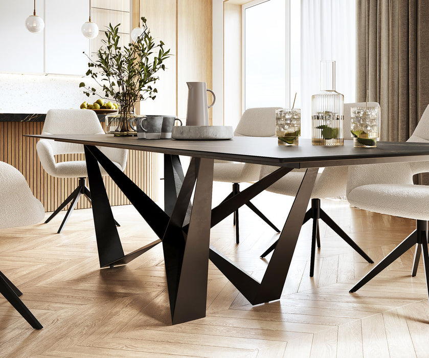 Dining Table Aurora 300cm Ceramic Noir Desir Brown Spider Frame Black