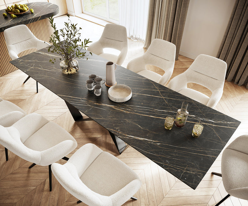 Dining Table Aurora 300cm Ceramic Noir Desir Brown Spider Frame Black