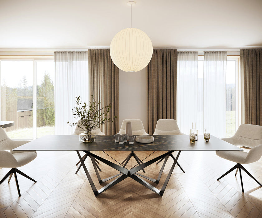 Dining Table Aurora 300cm Ceramic Noir Desir Brown Spider Frame Black