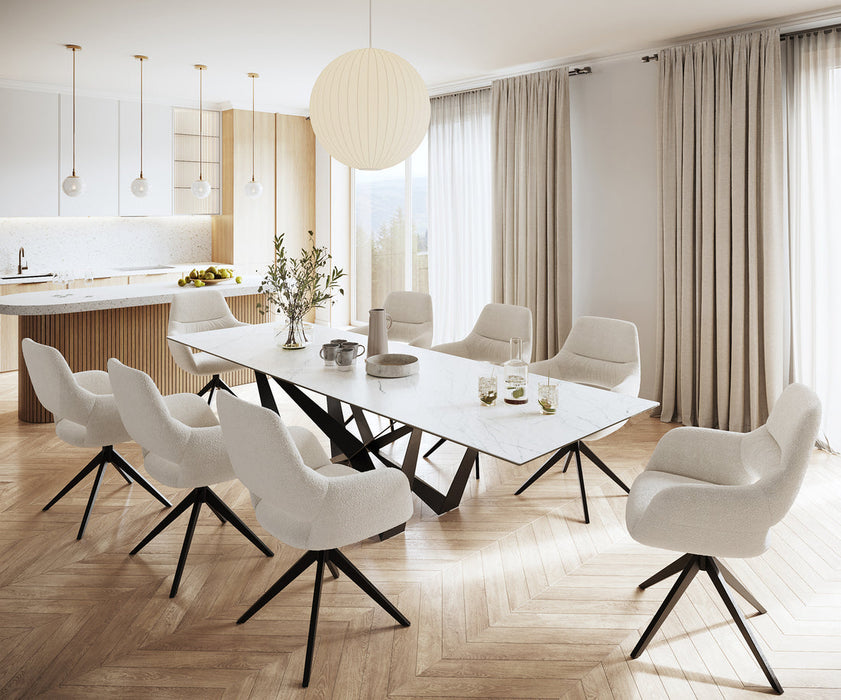 Dining Table Aurora 300cm Ceramic Statuarietto White Spider Frame Black