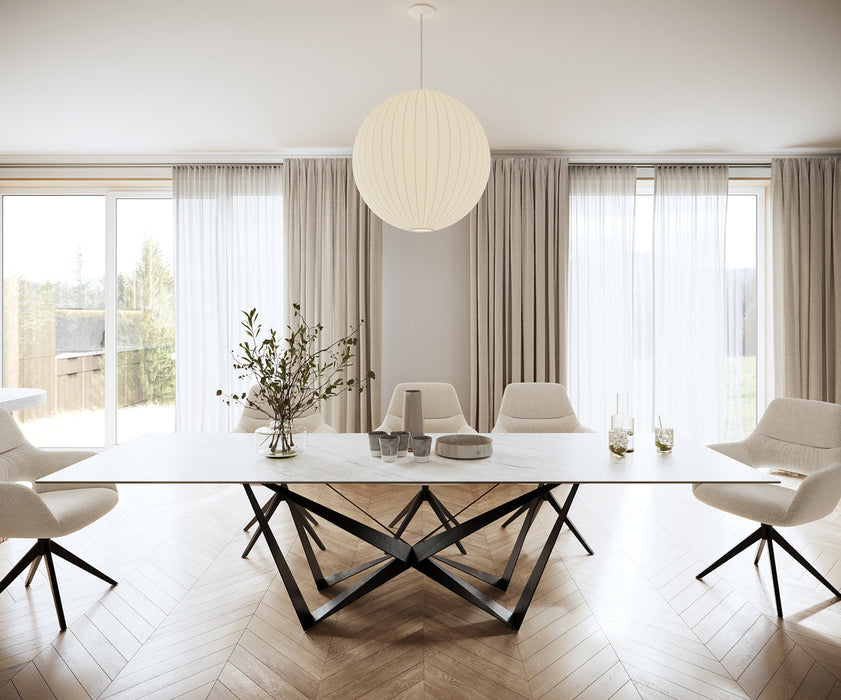 Dining Table Aurora 300cm Ceramic Statuarietto White Spider Frame Black