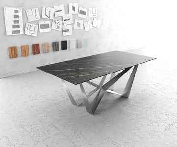 Dining Table Aurora 200cm Ceramic Noir Desir Brown Spider Frame Steel