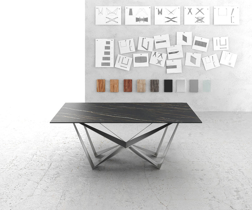 Dining Table Aurora 200cm Ceramic Noir Desir Brown Spider Frame Steel