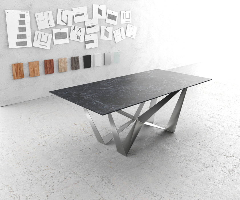 Dining Table Aurora 200cm Ceramic Nero Greco Anthracite Spider Frame Steel