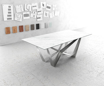 Dining Table Aurora 200cm Ceramic Statuarietto White Spider Frame Steel