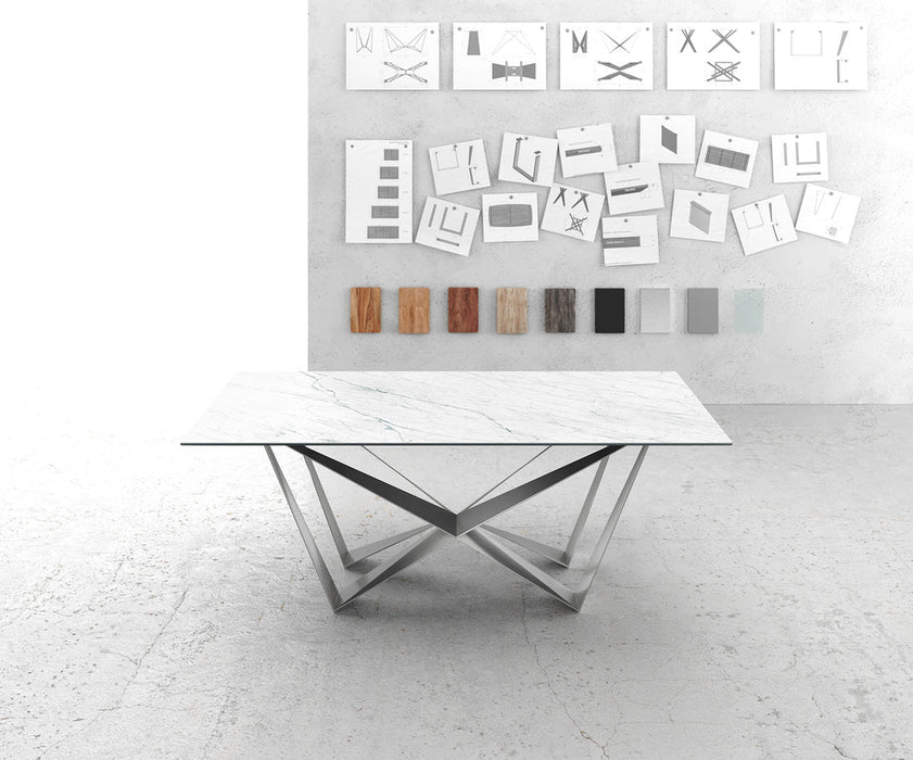 Dining Table Aurora 200cm Ceramic Statuarietto White Spider Frame Steel