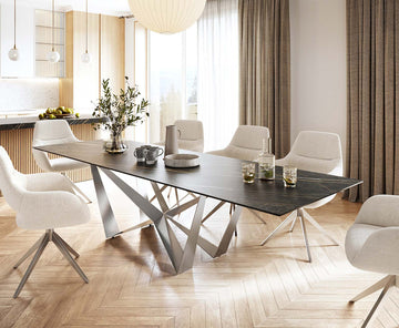 Dining Table Aurora 300cm Ceramic Noir Desir Brown Spider Frame Steel