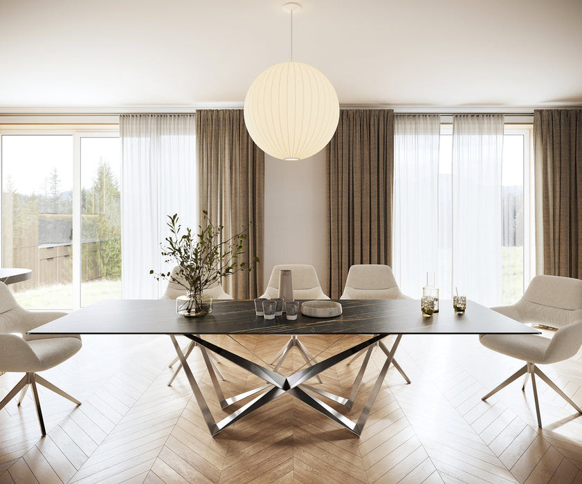 Dining Table Aurora 300cm Ceramic Noir Desir Brown Spider Frame Steel