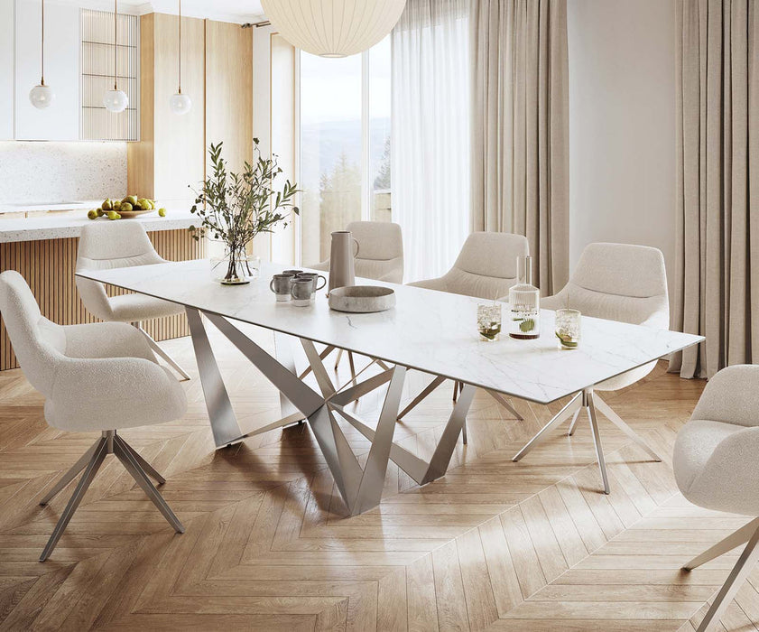 Dining Table Aurora 300cm Ceramic Statuarietto White Spider Frame Steel