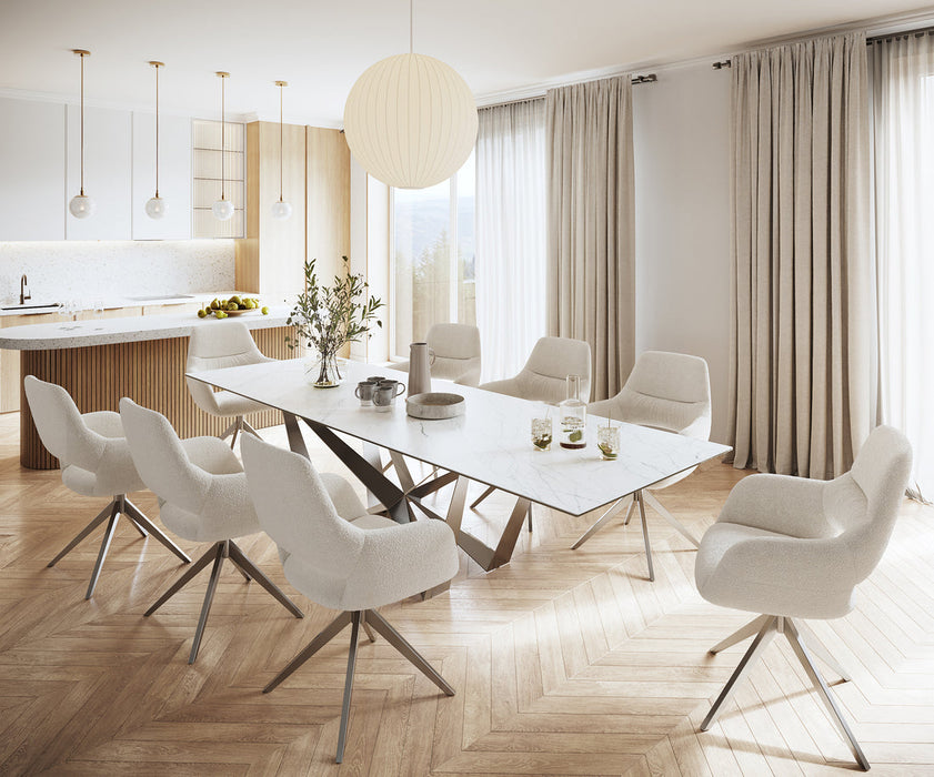 Dining Table Aurora 300cm Ceramic Statuarietto White Spider Frame Steel