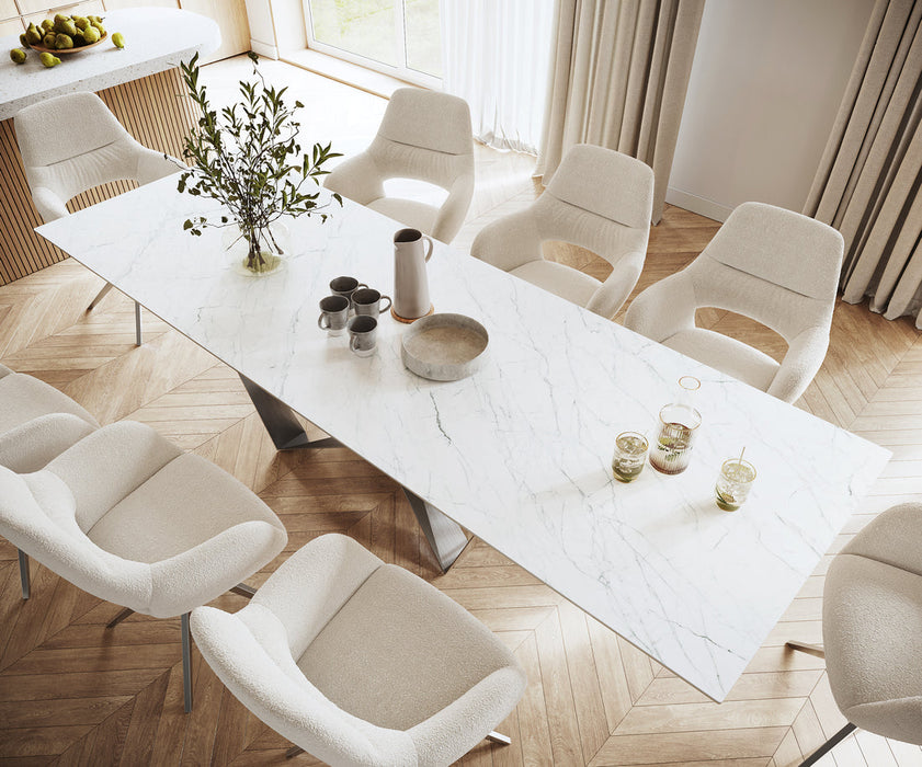 Dining Table Aurora 300cm Ceramic Statuarietto White Spider Frame Steel
