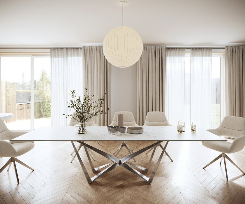 Dining Table Aurora 300cm Ceramic Statuarietto White Spider Frame Steel