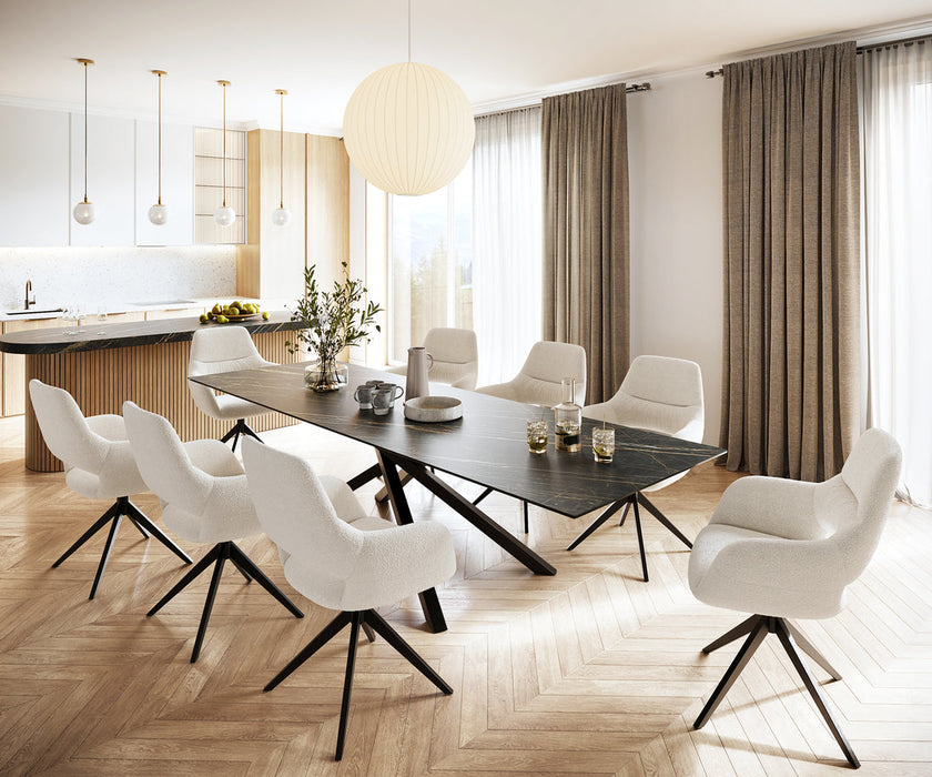 Dining Table Aurora 300cm Ceramic Noir Desir Brown Cross Frame Black