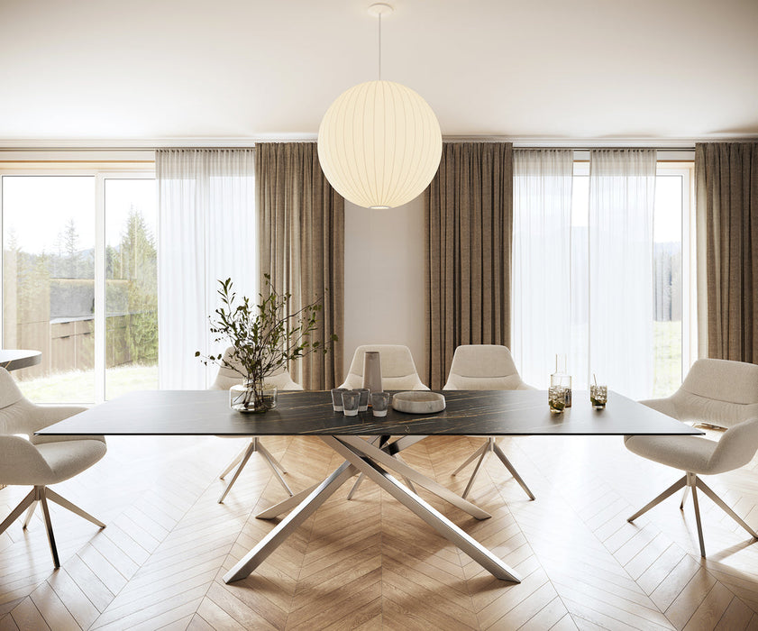 Dining Table Aurora 300cm Ceramic Noir Desir Brown Cross Frame Steel