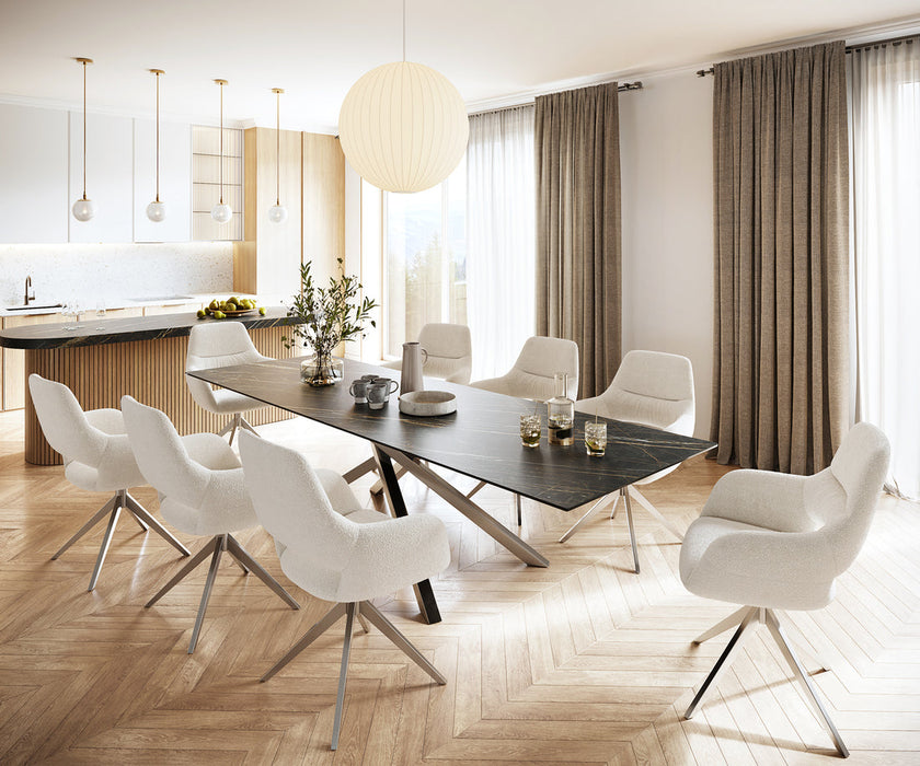 Dining Table Aurora 300cm Ceramic Noir Desir Brown Cross Frame Steel