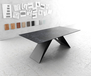 Dining Table Aurora 200cm Ceramic Nero Greco Anthracite V-Frame Black