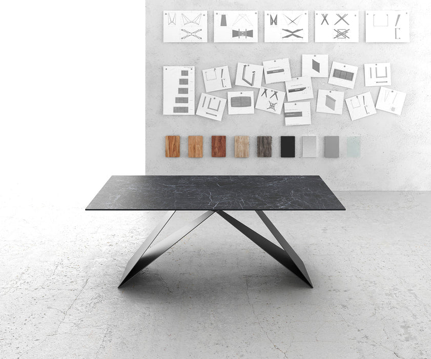 Dining Table Aurora 200cm Ceramic Nero Greco Anthracite V-Frame Black