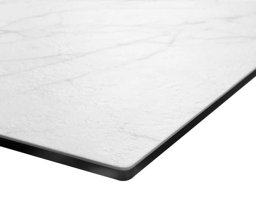 Dining Table Aurora 200cm Ceramic Statuarietto White V-Frame Black