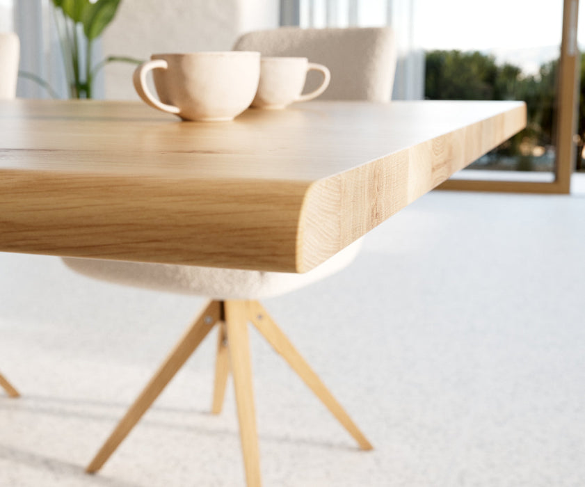 Dining Table Olympus Live Edge 200cm Oak Wood Natural Square Frame Steel 32mm Top