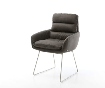 Dining Chair Abelia Microfiber Anthracite Vintage Sled Base Silver