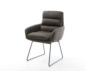 Dining Chair Abelia Microfiber Anthracite Vintage Sled Base Black