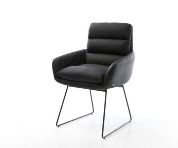 Dining Chair Abelia Natural Leather Black Sled Base Black
